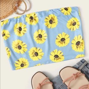 Small Blue Sunflower Shein Tube Top